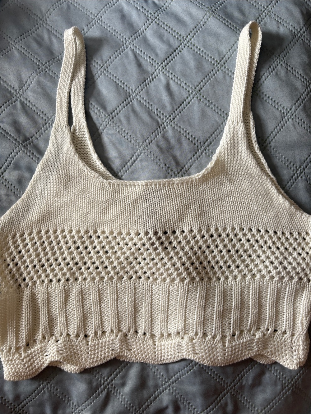 White Knit Cropped Tank Top - Lightweight Summer top